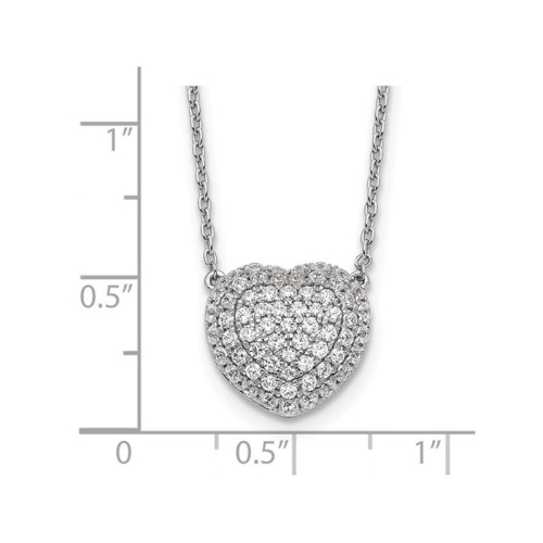 3/4 Carat Lab-Grown Diamond Cluster Heart Pendant Necklace in 14K White Gold with Chain