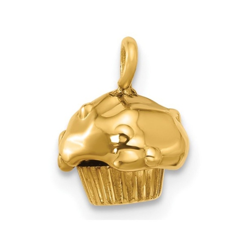 14K Yellow Gold Fancy Muffin Charm Pendant