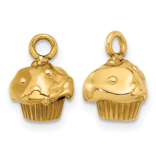 14K Yellow Gold Fancy Muffin Charm Pendant
