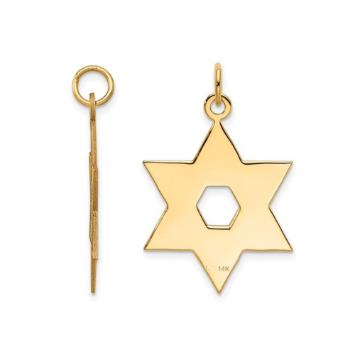 14K Yellow Gold Star of David Pendant Necklace