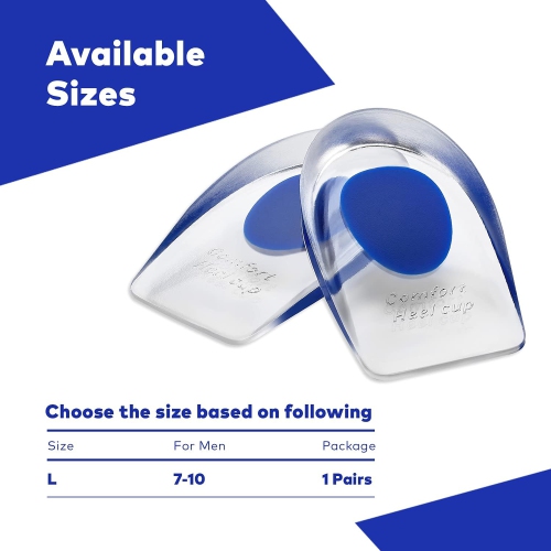 Medca Silicone Gel Heel Cushion Pads, Cups - Shoe Inserts for Plantar Fasciitis, Prevents Sore Heel, Bone Spur & Achilles Pain Relief for Men, Us