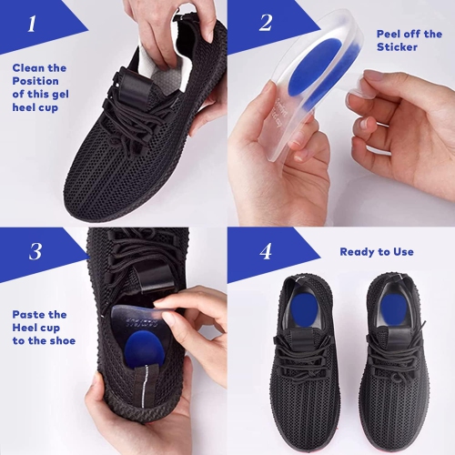 Medca Silicone Gel Heel Cushion Pads, Cups - Shoe Inserts for Plantar Fasciitis, Prevents Sore Heel, Bone Spur & Achilles Pain Relief for Men, Us