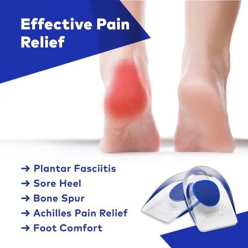 Medca Silicone Gel Heel Cushion Pads, Cups - Shoe Inserts for Plantar Fasciitis, Prevents Sore Heel, Bone Spur & Achilles Pain Relief for Women, Us