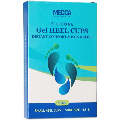 Medca Silicone Gel Heel Cushion Pads, Cups - Shoe Inserts for Plantar Fasciitis, Prevents Sore Heel, Bone Spur & Achilles Pain Relief for Women, Us
