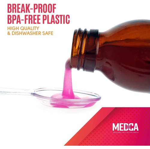 Calibrated Medicine Spoon for Kids, Baby & Toddler - - 2 Tsp/10 Ml Capacity Plastic Oral Liquid Dose Medication Graduated Dispenser