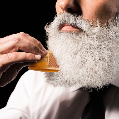 Wooden Beard Comb for Men - Pack of 2, Handcrafted Solid Beechwood Beard Combs, Mustache and Head Hair Pocket Comb with Leather Case - Dual Action