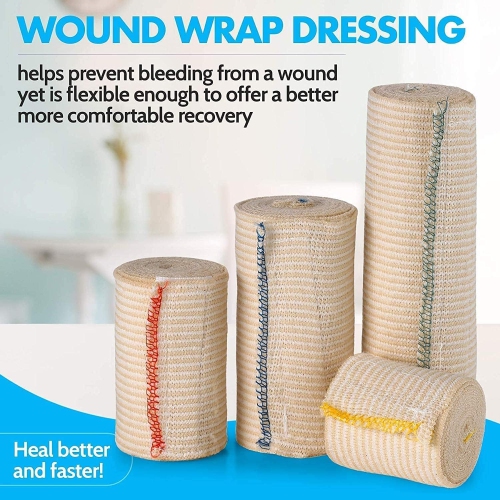 Hook and Loop Closure Elastic Bandage Wraps - Premium Variety Pack of 8, 2 3 4 6 Inch X 5 Yards Per Roll - Latex Free Reusable Compression Stretch