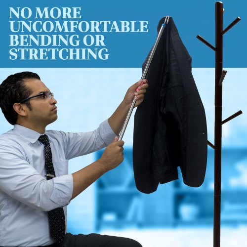 Dressing Stick Fully Adjustable for Long Lengths Up to 28.5" - Makes Putting on and Taking Off Clothing Easier, Home Health Aids Silver