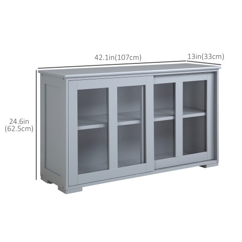 HOMCOM – Armoire de rangement de cuisine moderne avec 2 portes coulissantes en verre, armoire de buffet avec tablette réglable, station de bar à