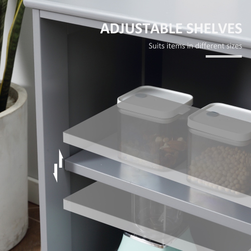 HOMCOM – Armoire de rangement de cuisine moderne avec 2 portes coulissantes en verre, armoire de buffet avec tablette réglable, station de bar à