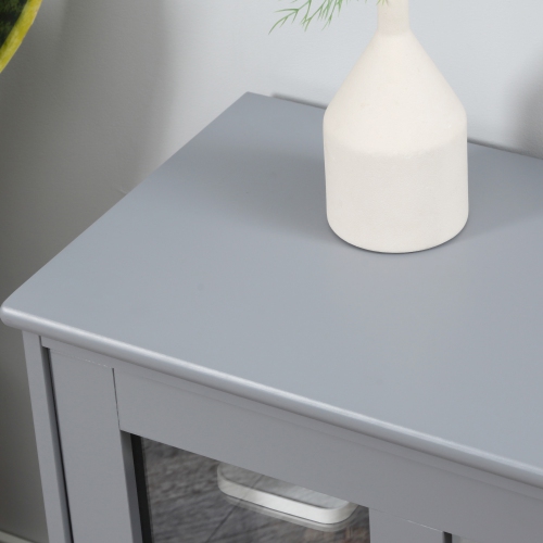 HOMCOM – Armoire de rangement de cuisine moderne avec 2 portes coulissantes en verre, armoire de buffet avec tablette réglable, station de bar à