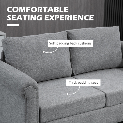 HOMCOM – Causeuse avec revêtement, canapé en tissu de style chenille à 2 places avec accoudoirs arrondis, pattes en bois d'hévéa en forme de gourde