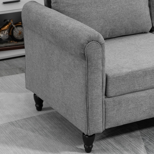 HOMCOM – Causeuse avec revêtement, canapé en tissu de style chenille à 2 places avec accoudoirs arrondis, pattes en bois d'hévéa en forme de gourde