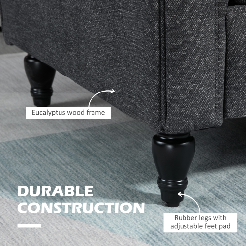 HOMCOM – Causeuse avec revêtement, canapé en tissu de style chenille à 2 places avec accoudoirs arrondis, pattes en bois d'hévéa en forme de gourde