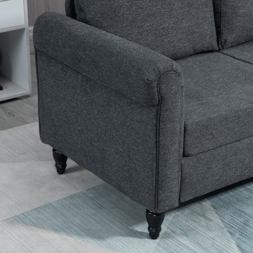 HOMCOM – Causeuse avec revêtement, canapé en tissu de style chenille à 2 places avec accoudoirs arrondis, pattes en bois d'hévéa en forme de gourde