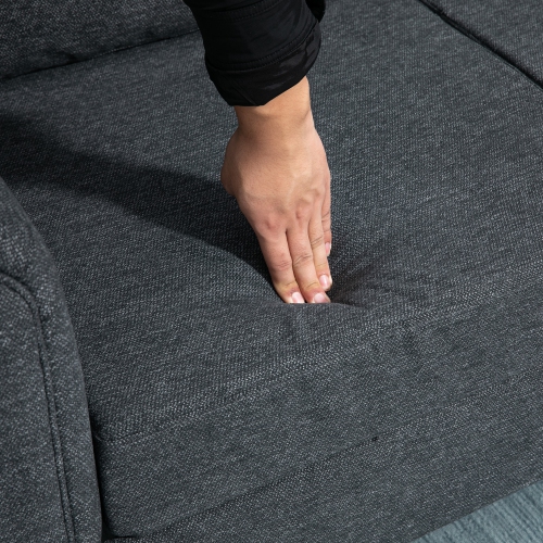 HOMCOM – Causeuse avec revêtement, canapé en tissu de style chenille à 2 places avec accoudoirs arrondis, pattes en bois d'hévéa en forme de gourde