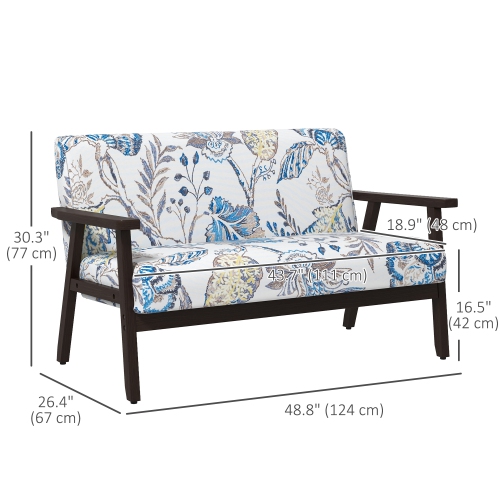 HOMCOM – Causeuse de 48 po pour chambre à coucher, mobilier de causeuse moderne, canapé à 2 places avec pattes en caoutchouc pour salon,