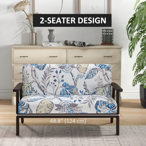 HOMCOM – Causeuse de 48 po pour chambre à coucher, mobilier de causeuse moderne, canapé à 2 places avec pattes en caoutchouc pour salon,