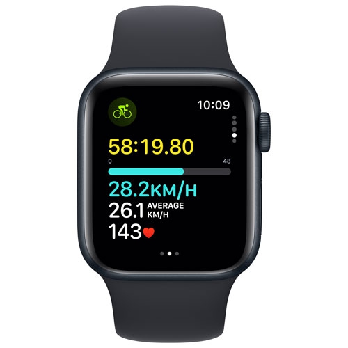 Remis à neuf - Apple Watch SE (GPS) avec boîtier en aluminium minuit et bracelet sport minuit de 40&nbsp;mm - moyen/Grand