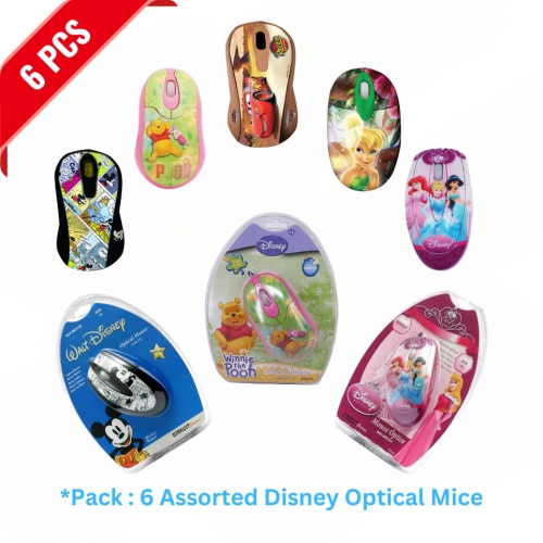 [Paquet de 6] Souris optique personnages Disney assortis