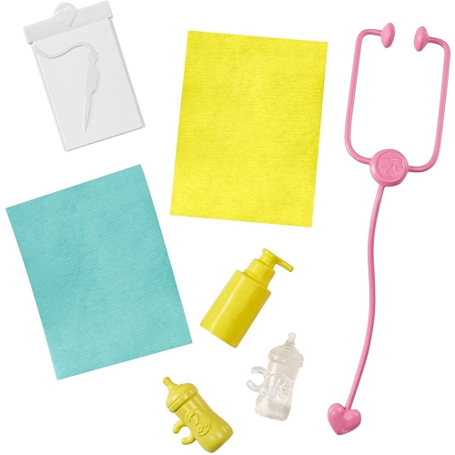 Ensemble de jeu Barbie Baby Doctor avec poupée Brunette, 2 poupées pour bébés, table d'examen et accessoires