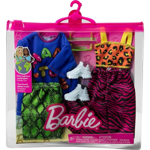 Tenues Barbie, poupées mode et accessoires, paq. 2, 2 tenues aux couleurs vives avec des pièces de style pour un style complet