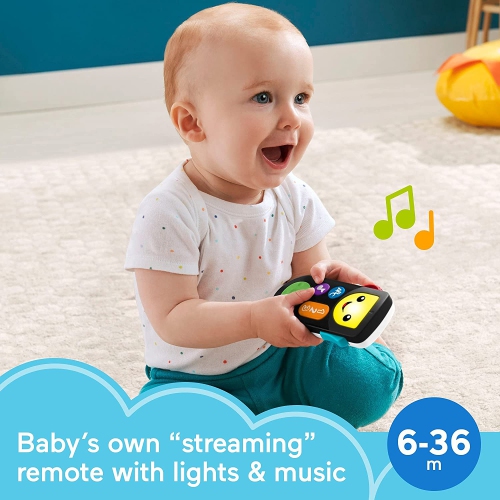 Fisher-Price Laugh & Learn Stream & Learn Remote, Electronic Pretend TV Remote Toy w/ Lights