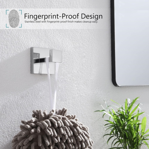 4 Pieces Polished Chrome Bathroom Hardware Set, Includes 23.6 Inch Towel Bar, Towel Ring, Toilet Paper Holder, Robe Hook, Stainless Steel, Wall