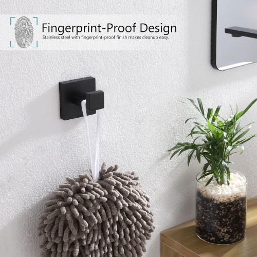 4 Pieces Matte Black Bathroom Hardware Set, Includes 23.6 Inch Towel Bar, Towel Ring, Toilet Paper Holder, Robe Hook, Stainless Steel, Wall Mounted