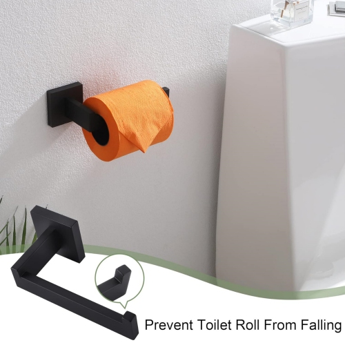 4 Pieces Matte Black Bathroom Hardware Set, Includes 23.6 Inch Towel Bar, Towel Ring, Toilet Paper Holder, Robe Hook, Stainless Steel, Wall Mounted