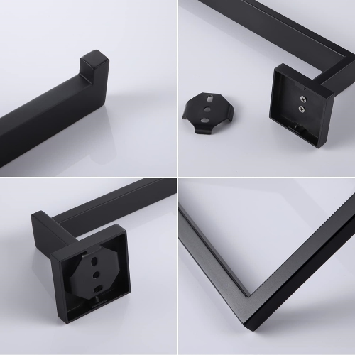 4 Pieces Matte Black Bathroom Hardware Set, Includes 23.6 Inch Towel Bar, Towel Ring, Toilet Paper Holder, Robe Hook, Stainless Steel, Wall Mounted