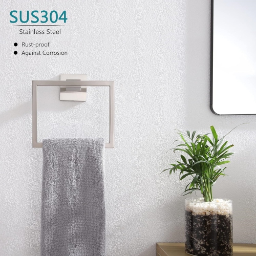 4 Pieces Brushed Nickel Bathroom Hardware Set, Includes 23.6 Inch Towel Bar, Towel Ring, Toilet Paper Holder, Robe Hook, Stainless Steel, Wall Mounted