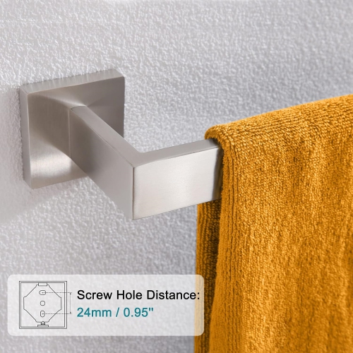 4 Pieces Brushed Nickel Bathroom Hardware Set, Includes 23.6 Inch Towel Bar, Towel Ring, Toilet Paper Holder, Robe Hook, Stainless Steel, Wall Mounted