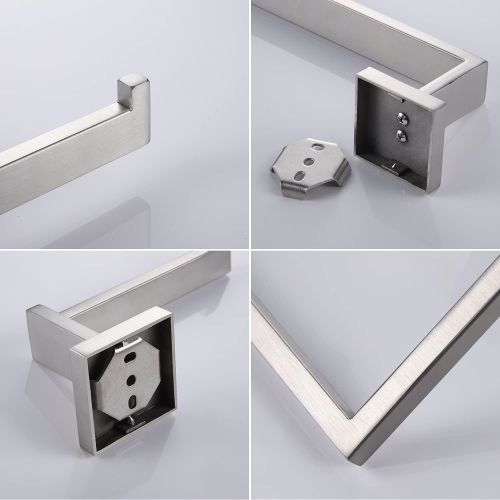 4 Pieces Brushed Nickel Bathroom Hardware Set, Includes 23.6 Inch Towel Bar, Towel Ring, Toilet Paper Holder, Robe Hook, Stainless Steel, Wall Mounted