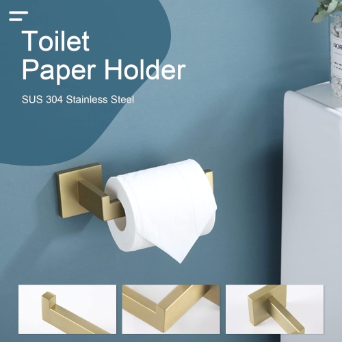 4 Pieces Brushed Gold Bathroom Hardware Set, Includes 23.6 Inch Towel Bar, Towel Ring, Toilet Paper Holder, Robe Hook, Stainless Steel, Wall Mounted