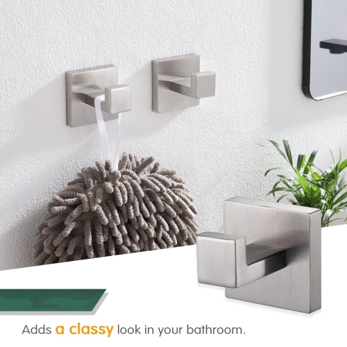 4 Pieces Brushed Nickel Bathroom Hardware Set, Includes Hand Towel Holder, Toilet Paper Holder, 2 Robe Hook, Stainless Steel, Wall Mounted