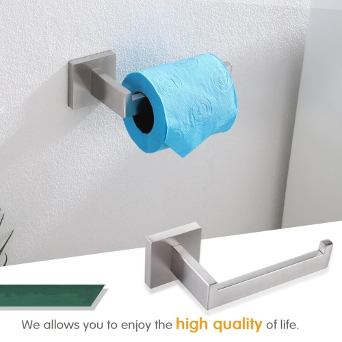 4 Pieces Brushed Nickel Bathroom Hardware Set, Includes Hand Towel Holder, Toilet Paper Holder, 2 Robe Hook, Stainless Steel, Wall Mounted