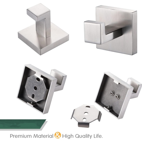 4 Pieces Brushed Nickel Bathroom Hardware Set, Includes Hand Towel Holder, Toilet Paper Holder, 2 Robe Hook, Stainless Steel, Wall Mounted