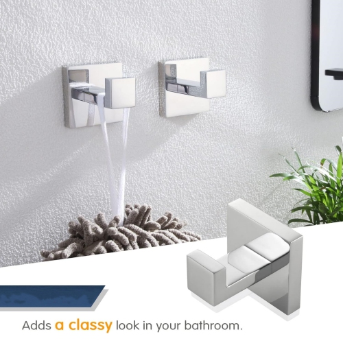 4 Pieces Polished Chrome Bathroom Hardware Set, Includes Hand Towel Holder, Toilet Paper Holder, 2 Robe Hook, Stainless Steel, Wall Mounted