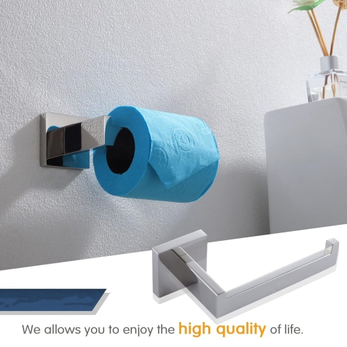 4 Pieces Polished Chrome Bathroom Hardware Set, Includes Hand Towel Holder, Toilet Paper Holder, 2 Robe Hook, Stainless Steel, Wall Mounted