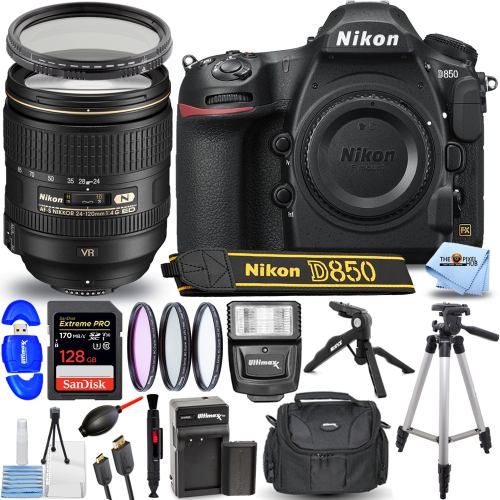 Appareil photo reflex numérique D850 de Nikon avec objectif AF-S 24-120&nbsp;mm ED VR - Ensemble d'accessoires 15PC