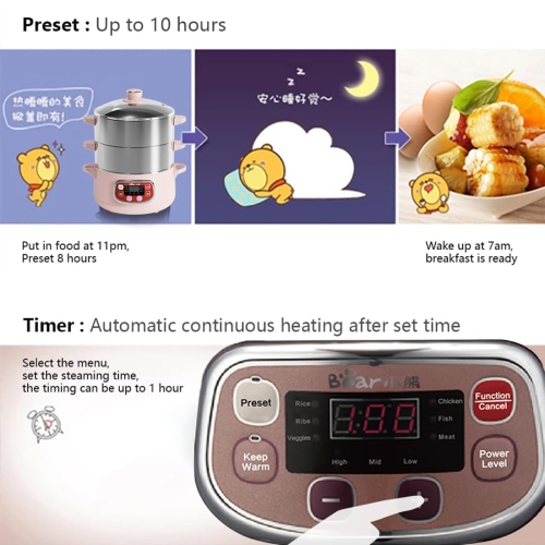 Bear Electric – cuit-vapeur pour la cuisson, 2Tier 8 L, 1200 W