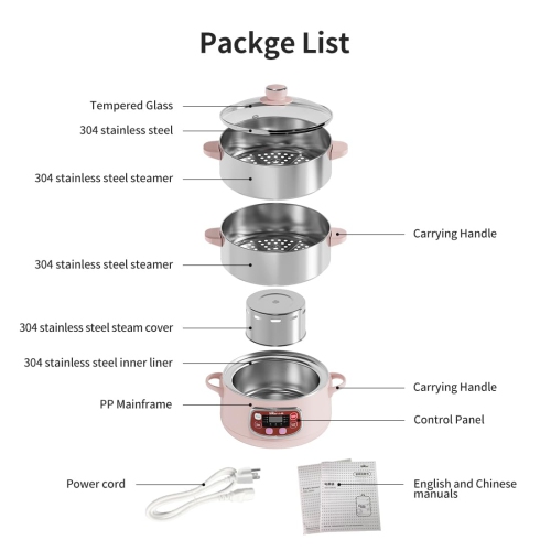 Bear Electric – cuit-vapeur pour la cuisson, 2Tier 8 L, 1200 W