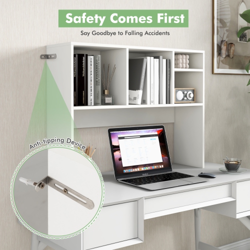 Costway Computer Desktop Bookcase Countertop Storage Bookshelf Organizer with 4 Cubbies