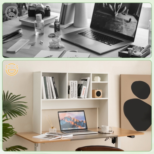 Costway Computer Desktop Bookcase Countertop Storage Bookshelf Organizer with 4 Cubbies