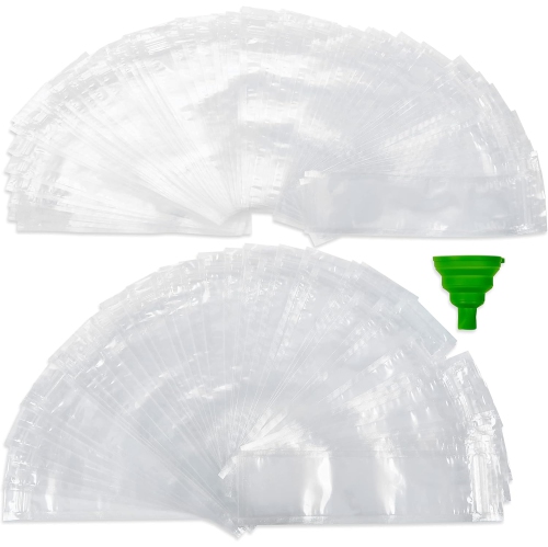 Popsicle Bags with Funnel - 125 Pcs Disposable Otter Freeze Pop Molds, Zip Sealed Popsicle Pouches Bags for Diy Frozen Treats - Create Healthy