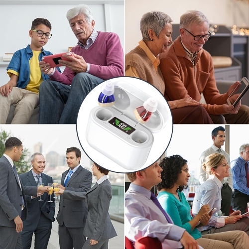 Amplificateurs auditifs intra-auriculaires rechargeables pour aînés - paire CIC numérique, qualité sonore améliorée, réduction du bruit et affichage