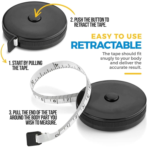 Tape Measure for Body, Inch and Cm, Portable, Retractable Soft Ruler Tool for Measurements Body Fat, Fitness Sewing Tailor Fabric and Accurate Body