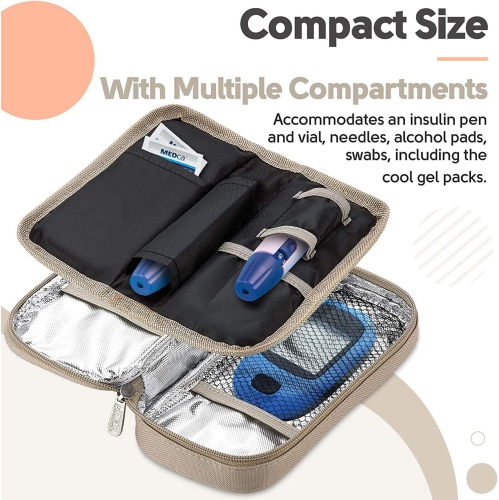 Insulin Cooler Travel Cases - Insulated Portable Diabetic Pouches with 4 Gel Ice Packs Reusable Lightweight & Durable Organizer Bag for Medications