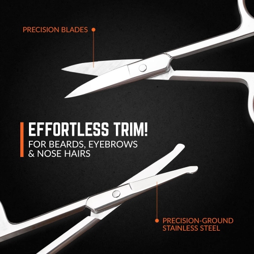 Stainless Steel Grooming Scissors - Eyebrow Scissor, Beard & Mustache Trimming Set Small Curved & Rounded Tip Facial Hair Trimmer Kit for a Much